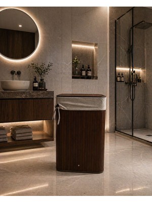 Bambu Çamaşır Sepeti 70 Lt Kirli Sepeti, Modern Banyo Düzenleyici, Bambu Oyuncak Sepeti Organizer