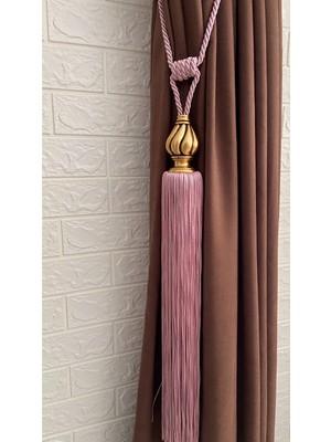 Özgürce Kısa Sarmal Polyester Perde Aksesuarı Püsküllü Braçol Kornişe Takım