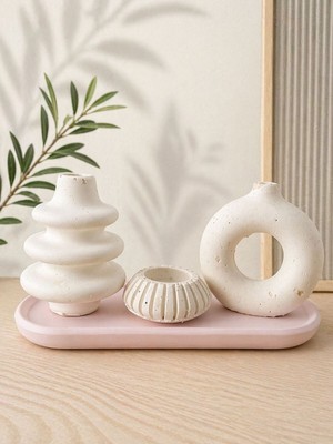 Özgürce Minimalist 4'lü Biblo ve Vazo Seti, Modern Soyut Tasarım, Ev ve Ofis Dekoru
