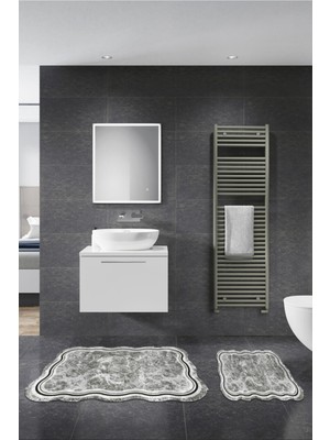 PremiumPort Gül Desenli Lazer Kesim 2'li Banyo Takımı, Şık ve Modern Tasarım