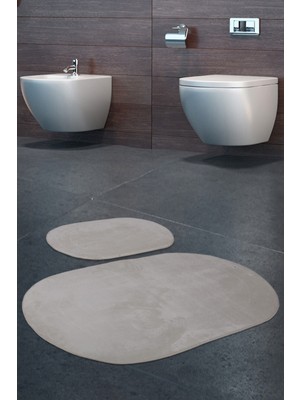 PremiumPort Rivora Banyo Halısı ve Klozet Takımı Seti, Kaymaz Tabanlı, Şık ve Konforlu