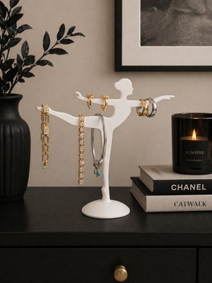 Yami Design Dekoratif Balerin Tasarımlı Takı Standı, Düzenleyici, Yüzük/küpe/kolye/takı Askılığı - Sert Plastik