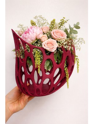 Özgürce Modern Bordo Geometrik 3D Mumluk, Şık Ev Dekorasyonu