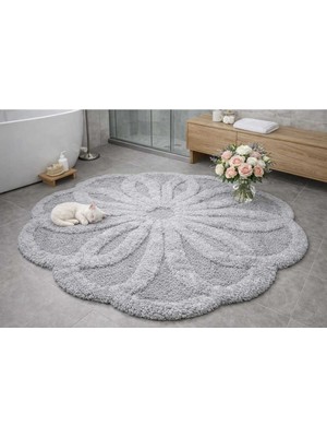 PremiumPort Yuvarlak Daisy Paspas 120X120 Cm, Şık ve Dayanıklı Ev Dekoru