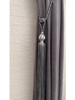 Özgürce Şık Polyester Kısa Sarmal Perde Aksesuarı Püsküllü Braçol Kornişe Takım