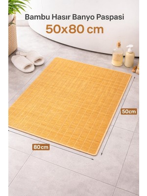 Handanca Bambu Iç ve Dış Mekan Kaydırmaz Su Geçirmez Paspas Çok Amaçlı Mat 80X50