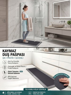 PremiumPort 2'li Sihirli Su Emici Mutfak ve Banyo Paspası, Kaymaz Tabanlı, 156X38 cm