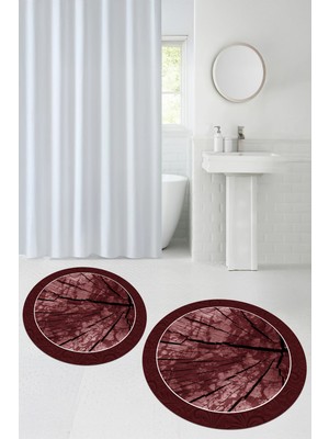PremiumPort Yıkanabilir, Kaymaz Taban, Yuvarlak Banyo Paspası, 2'li Set