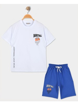 Alg ERKEK ÇOCUK ALT ÜST ŞORTLU TAKIM - BASKETBOL TEMALI PAMUKLU