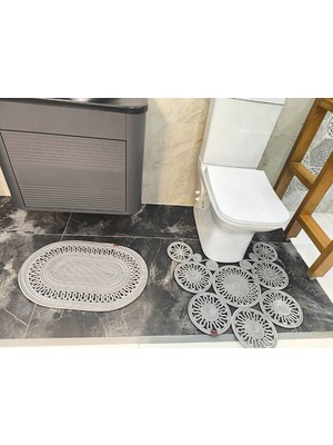 PremiumPort Jüt Halat Trikot Model Ikili Klozet ve Banyo Paspası Seti