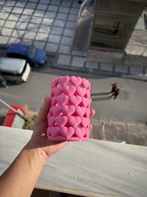 Özgürce Kalpli Dekoratif Vazo ve Kalemlik Seti, Renk Seçenekleriyle Şık Masa Aksesuarı