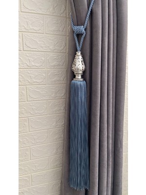 Özgürce Şık Polyester Vazo Uzun Model Püsküllü Korniş Aksesuarı 1 Adet