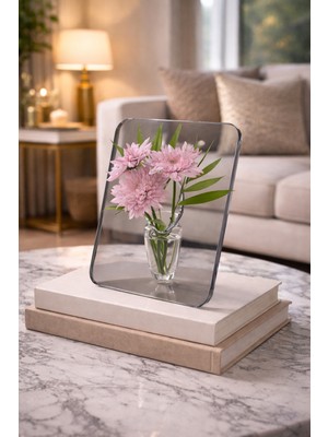 Özgürce Modern Gri Mika Çerçeveli Dekoratif Çiçek Vazosu