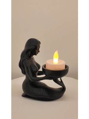 Özgürce 3D Deniz Kızı Dekoratif LED Mumluk, Şık ve Şeffaf Tasarım