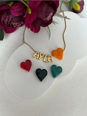 Nergis Collection Kişiye Özel Isimli Murano Cam Boncuklu Tasarım Çelik Kolye