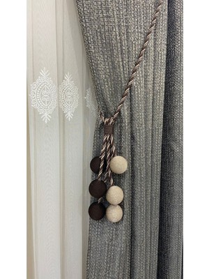 Özgürce Modern Sarım 6'lı Toplu Kornişe Takma Seti, Kahve-Vizon Renkli