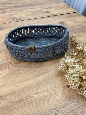 Özgürce Hasır ve Jüt Malzemeli 30X20X10 cm Düzenleyici Sepet, Saklama ve Ekmeklik
