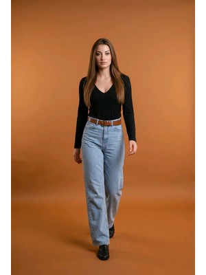 Hies Salaş Palazzo Kot Pantolon - Denim Kumaş Likralı ,bol Paça Kadın Jeans