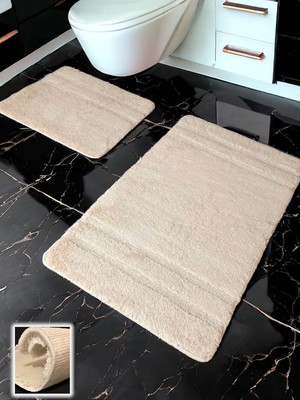 PremiumPort Şık ve Konforlu 2'li Banyo Paspası Takımı, 60X100 ve 50X60 cm Ölçülerinde