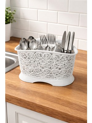 Özgürce Çok Bölmeli Plastik Tezgah Üstü Kaşıklık, 22X13X15 Cm, Dekoratif Organizer