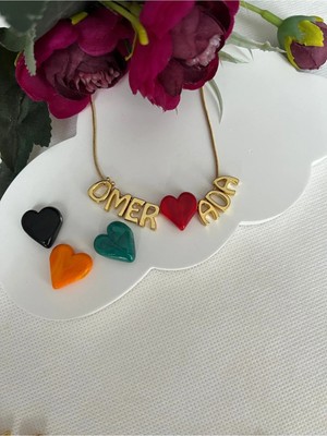 Nergis Collection Kişiye Özel Isimli Murano Cam Boncuklu Tasarım Çelik Kolye