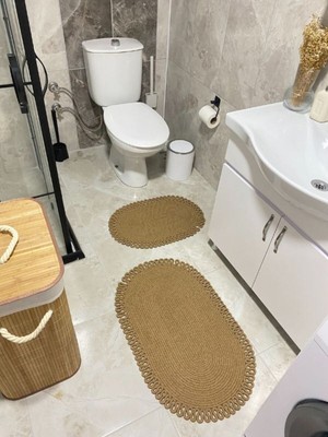 PremiumPort Çift Taraflı Kaymaz Yıkanabilir Banyo Paspası Takımı 40X60CM & 50X80CM