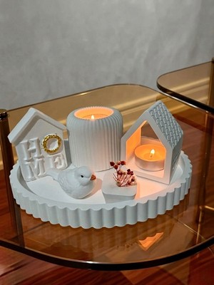Özgürce Şık Dekoratif Set, Minimal Tepsili Ev Süsleri, Mutfak ve Salon Dekoru