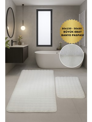 PremiumPort Yumuşak ve Büyük Boy Peluş Banyo Paspası, Kaymaz Tabanlı, Yıkanabilir