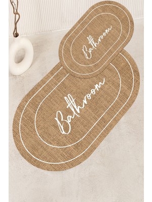 Handanca Dijital Baskı Hasır Desenli Modern Banyo Halısı Ikili Banyo Paspası (40CMX60CM)VE(60CMX100CM)