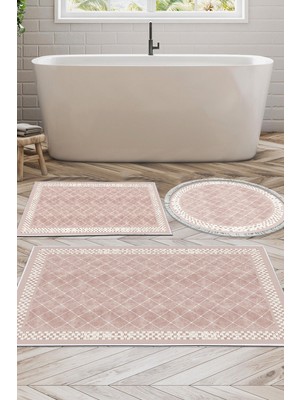 PremiumPort Modern 3'lü Dijital Banyo Takımı, Keçe Kaymaz Taban, Yuvarlak Tasarım