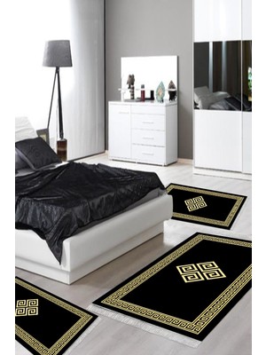 PremiumPort Yıkanabilir Kaymaz Taban 3'lü Yatak Odası Takımı, Modern Gold Renk