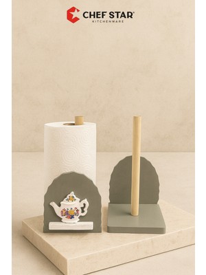 Özgürce Renkli Ahşap Figürlü Kağıt Havlu Tutucu, Dekoratif Mutfak Aksesuarı