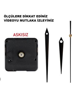 Cnr Shop Saat Makinesi, 16 mm Şaft Boyu Akar Sessiz Çalışır, Saat Mekanizması, Akrep-Yelkovan-Saniye-(Askısız)