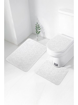 PremiumPort Yumuşak, Kaymaz Tabanlı, Makinede Yıkanabilir 3'lü Banyo Takımı