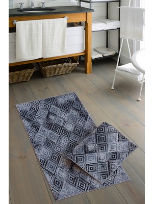 PremiumPort Bamboo Vintage Banyo Klozet Takımı, Modern ve Şık Tasarım, Gri Renk