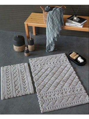 Handanca Aztech Açık Gri 2'li Banyo Paspası Seti