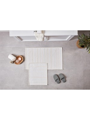 PremiumPort Liva Banyo Paspası Krem ve Vizon 60X100CM, Şık ve Konforlu Kullanım