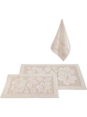 PremiumPort Yumuşak ve Şık 3'lü Banyo Paspası Seti, Cappuccino Renkli, Konforlu Kullanım