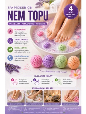 Bluvex 4 Adet Spa Pedikür Nem Bombası Aromatik Koku ile Köpüren Banyo Deneyimi Sunar
