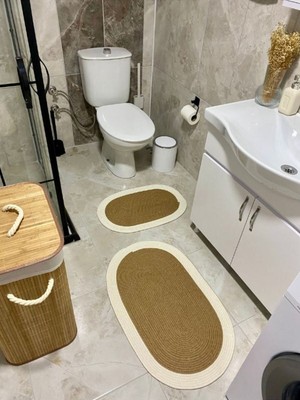 PremiumPort Çift Taraflı Kaymaz Yıkanabilir Banyo Paspası Takımı 40X60CM & 50X80CM