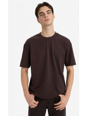 Defacto Erkek T-Shirt X3926AZ/BN192 Brown
