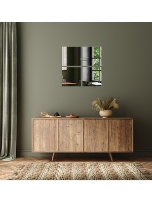 Özgürce Set Halinde Şık 30X30 cm Pleksi Kare Aynalar, Dekoratif Kullanım Için
