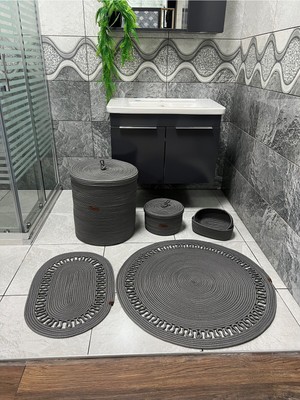 PremiumPort Doğal Jüt ve Hasır Banyo Paspas Seti, Şık ve Kullanışlı Tasarım
