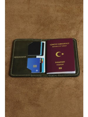 Akronium Leather Hakiki Deri El Yapımı Pasaport Cüzdanı
