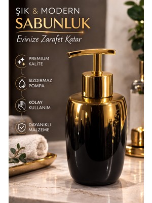 Özgürce Modern Siyah Gold Sabunluk, Şık Banyo ve Lavabo Dekoru