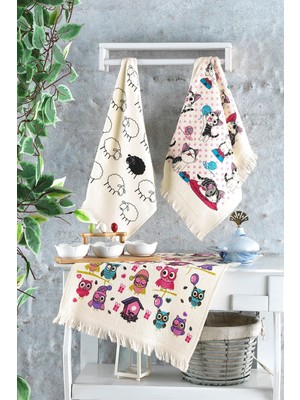 Özgürce Yumuşak ve Dayanıklı 40X60 cm Pamuklu Mutfak Havlusu 3'lü Set