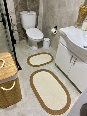 PremiumPort Çift Taraflı Kaymaz Yıkanabilir Banyo Paspası Takımı 40X60CM & 50X80CM
