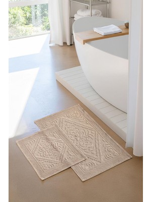 PremiumPort 2'li Pamuk Banyo Paspas Seti, Kaymaz Taban, 60X100 ve 50X60 cm