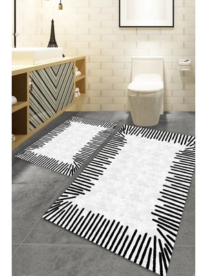 Özgürce Renkli Dekoratif Yıkanabilir Kaymaz Taban Banyo Paspası Seti