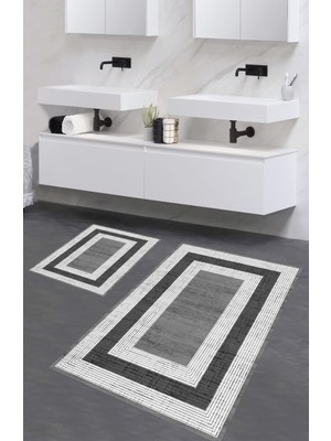 Özgürce Renkli Dijital Baskılı 2'li Kaymaz Banyo Paspası Seti